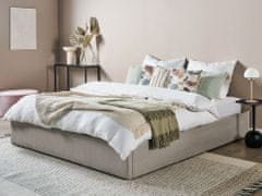 Beliani Béžová čalouněná postel s úložným prostorem, skládací 180 x 200 cm DINAN