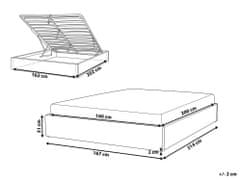 Beliani Čalouněná šedá postel s úložným prostorem 160x200 cm DINAN