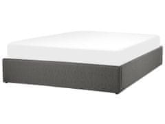Beliani Čalouněná šedá postel s úložným prostorem 160x200 cm DINAN