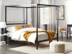 Beliani Kovová postel s baldachýnem 140 x 200 cm černá LESTARDS