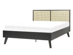 Beliani Ratanová postel 140 x 200 cm černá MONPAZIER