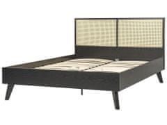 Beliani Ratanová postel 140 x 200 cm černá MONPAZIER