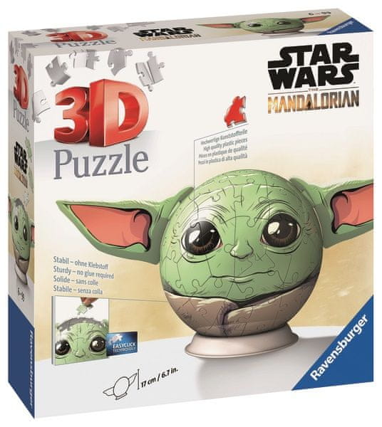 Levně Ravensburger Puzzle-Ball Star Wars: Baby Yoda s ušima 72 dílků