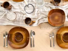 Beliani 16dílná sada kameninového nádobí zlatá/hnědá TURMERIC