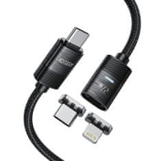 Tech-protect Ultraboost magnetický kabel USB-C - USB-C / Lightning 27W 3A 2m, černý
