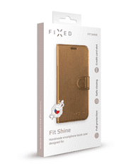 FIXED Pouzdro flip iPhone 11, FIXED FIT Shine, bronzové