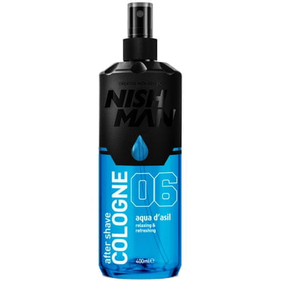 NISHMAN After Shave Cologne Aqua D'asil - Perfektní zakončení holení, Ideální pro všechny typy pleti, 400ml