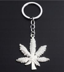 INNA Přívěsek na klíče s listy bylin konopný list stříbrná barva