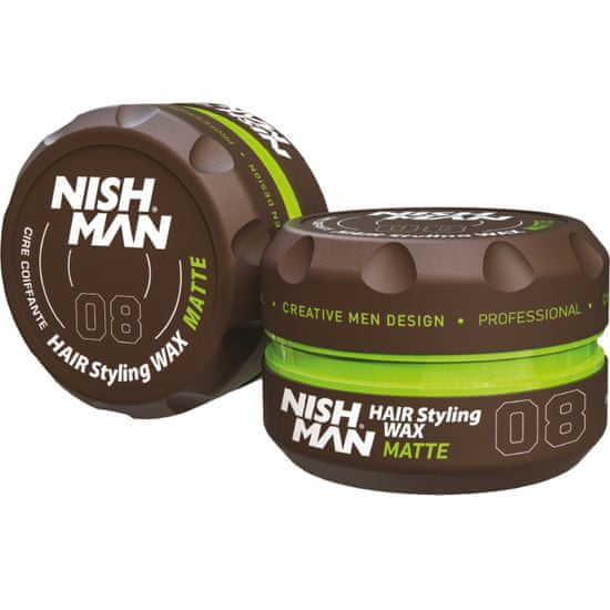 NISHMAN 08 Hair Styling Wax Matte - Revoluční pomáda pro styling vlasů, Umožňuje snadné modelování díky střednímu úchopu, 150ml