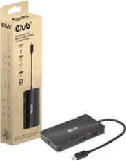 Club 3D dokovací stanice USB Gen2 Type-C na Dual DisplayPort 4k60Hz 7-in-1 Portable Dock
