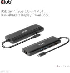 Club 3D dokovací stanice USB-C, 8-in-1 MST Dual 4K60Hz, Display Travel Dock