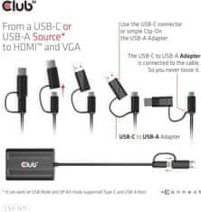 Club 3D adaptér USB Gen1 Type-C/-A to Dual HDMI (4K/30Hz) / VGA (1080/60Hz)