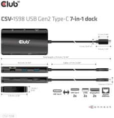Club 3D dokovací stanice USB Gen2 Type-C na Dual DisplayPort 4k60Hz 7-in-1 Portable Dock