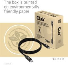 Club 3D kabel USB-C, Data 40Gbps, PD 240W(48V/5A) EPR, M/M, 1m