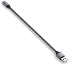 Satechi kabel USB-A - lightning, opletený, 25cm, šedá