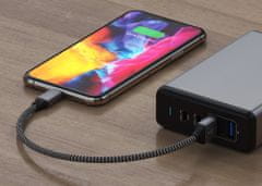 Satechi kabel USB-A - lightning, opletený, 25cm, šedá