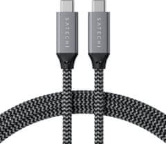 Satechi kabel USB-C - USB-C, USB4 40Gbps, opletený, 80cm, šedá