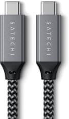 Satechi kabel USB-C - USB-C, USB4 40Gbps, opletený, 25cm, šedá