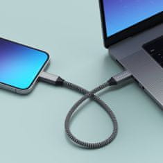 Satechi kabel USB-C - USB-C, USB4 40Gbps, opletený, 25cm, šedá