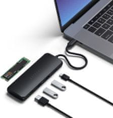 Satechi Aluminium USB-C Hybrid Multiport adapter, SSD Enclosure, HDMI 4K, 2 x USB-A 3.1 Gen 2, černá