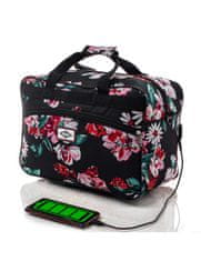 TopKing Cestovní taška RYANAIR 40 x 20 x 25 cm s USB, černá/fialová