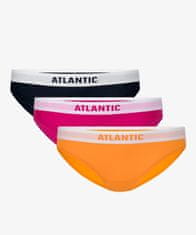 ATLANTIC Dámské kalhotky Bikini 3Pack - tmavě modrá, růžová, oranžová Velikost: S