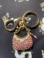 INNA Klíčenka dámský přívěsek na klíče kabelka zirkony rtěnka růžově zlatá barva