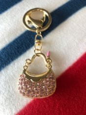 INNA Klíčenka dámský přívěsek na klíče kabelka zirkony rtěnka růžově zlatá barva