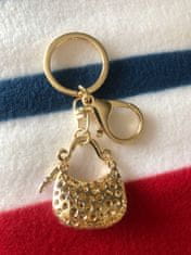 INNA Klíčenka dámský přívěsek na klíče kabelka zirkony rtěnka barva fialová a zlatá