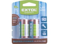 Extol Energy Baterie alkalické, 2ks, 1,5V C (LR14)