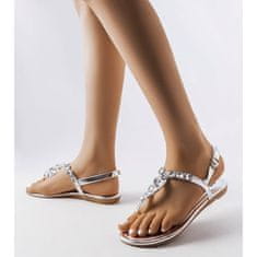 Stříbrné sandály se zirkony velikost 41