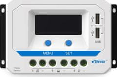 4DAVE EPEVER VS3024AU solární PWM regulátor 12/24 V, 30 A, USB, vstup 50V