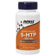 NOW Foods 5-HTP + Glycin, Taurin a Inositol, 200 mg, 60 rostlinných kapslí