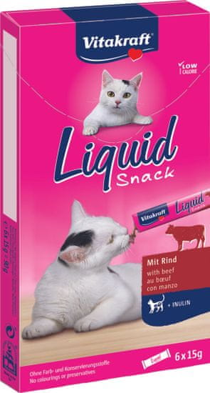 Vitakraft Snack Liquid hovězí+inulin cat 6ksx15g