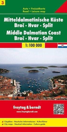 Freytag & Berndt AK 0705 Pobřeží střední Dalmácie, Brač, Hvar, Split 1:100 000 (Chorvatsko List 3) /automapa + rekreační mapa