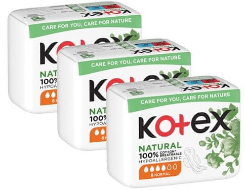 Levně Kotex Natural Normal 3 x 8 ks