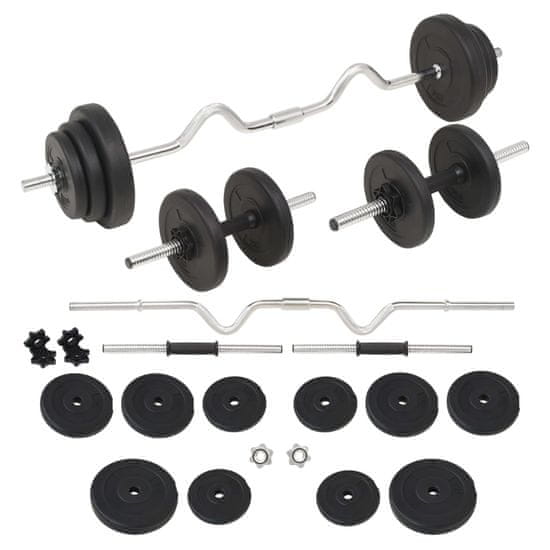 Vidaxl Sada činek barbell a dumbbell 30 kg