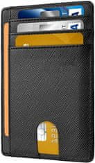 Korbi Černá pánská kožená peněženka, ochrana RFID, horizontální, elegantní, karty, 10,5x7,9x1,5 cm