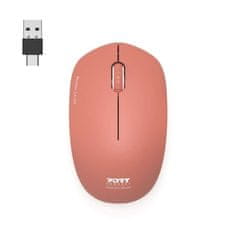Port Designs PORT CONNECT Wireless COLLECTION, bezdrátová myš, USB-A a USB-C dongle, 2.4Ghz, 1600DPI, cihlová
