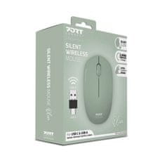 Port Designs PORT CONNECT Wireless COLLECTION, bezdrátová myš, USB-A a USB-C dongle, 2.4Ghz, 1600DPI, olivová