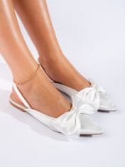Amiatex Krásné baleríny bílé dámské bez podpatku + Ponožky Gatta Calzino Strech, bílé, 37