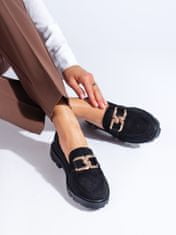 Amiatex Exkluzívní polobotky dámské černé bez podpatku + Ponožky Gatta Calzino Strech, černé, 40