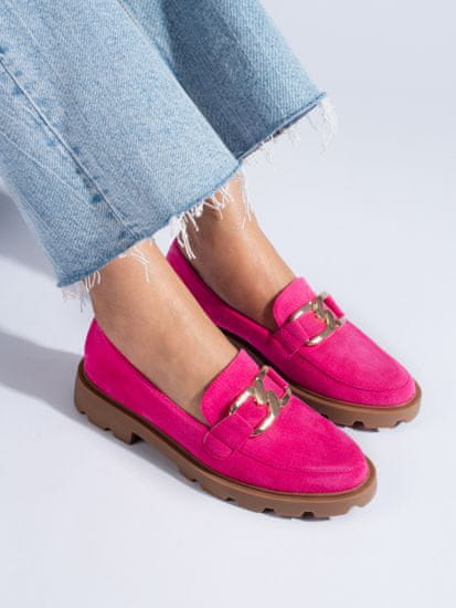 Amiatex Trendy růžové dámské polobotky bez podpatku + Ponožky Gatta Calzino Strech