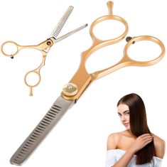 Verk 01858 Efilační kadeřnické nůžky na vlasy zlaté