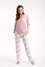 Luna Dámské pyžamo LUNA 675 pudrově růžová / bílo béžová s orientálními květy 3XL