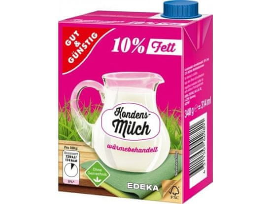 Gut & Gustig G+G Kondenzované mléko 10%, 340 g DMT 8/2023