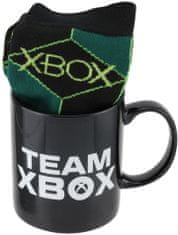 CurePink Dárkový set - hrnek s ponožkami Xbox: TNT (objem 315 ml|EU 41 - 46)