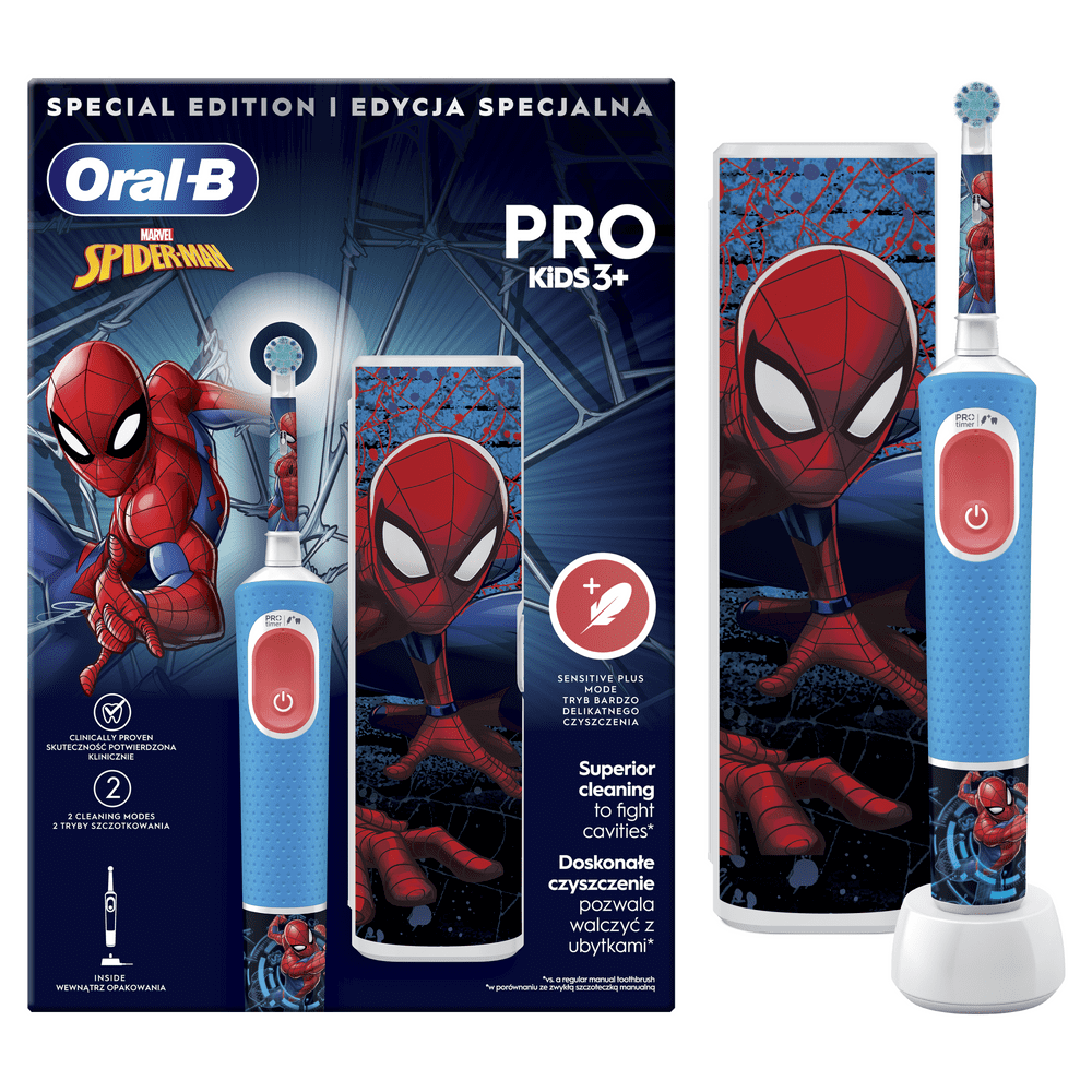 Levně Oral-B elektrický zubní kartáček Pro Kids Spiderman + cestovní pouzdro