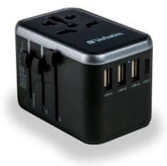 Verbatim UTA-04 Universal Travel Adapter with 1 x USB-C PD 61W & QC 3.0 / 1 x USB-C / 3 x USB-A