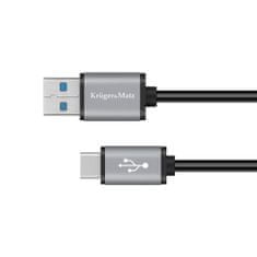 Krüger&Matz Kabel USB 3.0 V zástrčka - Kruger & Matz Základní typ C 5G 1m zástrčka šedá KM1244